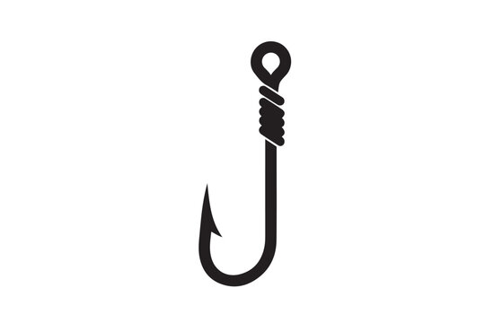 Fishing hook sharp silhouette vector art on white background