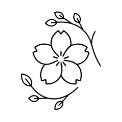 シンプルな桜の線画アイコン