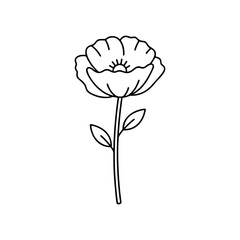 シンプルなポピーの線画アイコン