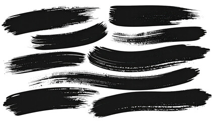 Black abstract brushstrokes on a transparent background, creating a textured pattern