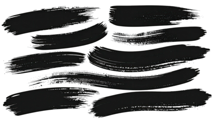 Black abstract brushstrokes on a transparent background, creating a textured pattern
