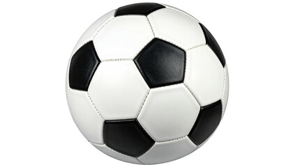 Black and white soccer ball with pentagonal and hexagonal panels. Isolated on transparent background