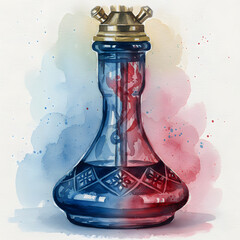 Blue and Red Watercolor Hookah Base