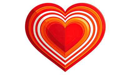 Bold, layered heart shape with gradient colors against a stark black background