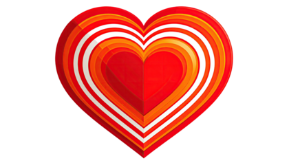 Bold, layered heart shape with gradient colors against a stark black background