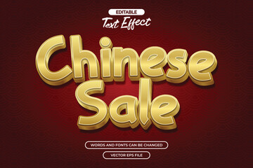 Chinese sale editable text effect with 3d gold text style and with red background