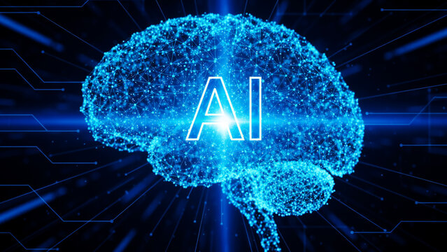 Illuminated ai brain network in digital circuitry - Powered by Adobe