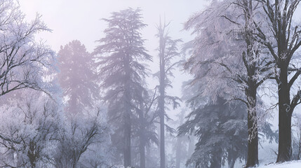 Commercial photos of winter snow scene, forest and trees
