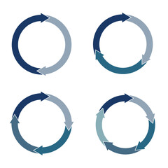 Circle diagram infographic set. Rotation round cycle vector scheme process template. 2, 3, 4, 5 parts.