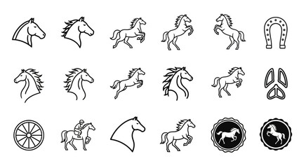 Obraz premium Collection of Horse-Related Icons and Symbols for Various Design Needs