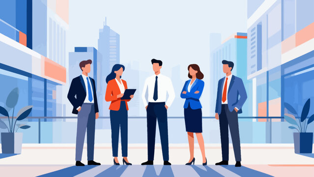 Business people in city office setting