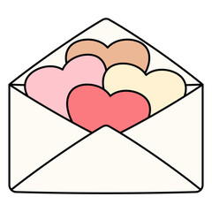 Romantic Envelope with Heart clipart isolated on transparent background