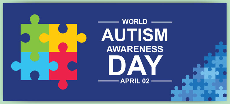 World autism awareness day illustration with puzzle piece and text design vector