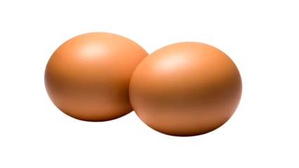 Two brown eggs isolated on transparent background