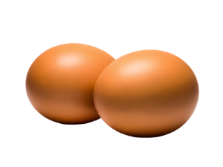 Two brown eggs isolated on transparent background