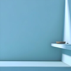 Obraz premium Minimal Blue Interior Room with Empty Shelf