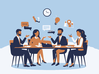 Group of business people sitting around table with ideas