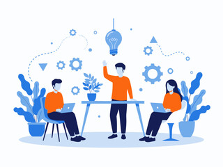 Business team brainstorming with ideas and solutions in a meeting room setting