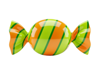 Colorful striped candy isolated on transparent background for decoration