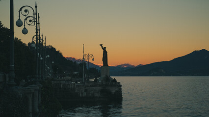 Intra lakeside, in the province of Verbania, at sunset