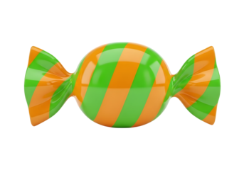 Colorful striped candy isolated on transparent background for decoration