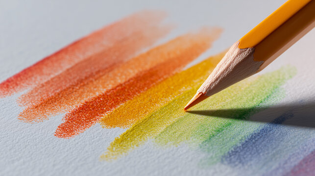 colored pencil gradient on paper, color swatch drawing with pencil, color palette test on textured paper
