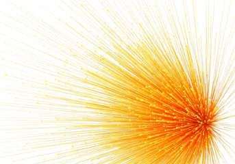 Vibrant orange and yellow sparks flying isolated on transparent background dynamically