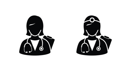 Two medical professionals depicted in a striking black silhouette © Ashik