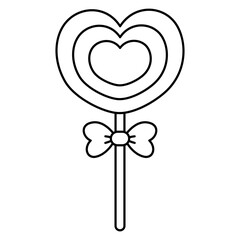 Sweet Heart Lollipop Doodle Outline Isolated