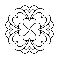 Love Heart Flower Doodle Outline Isolated