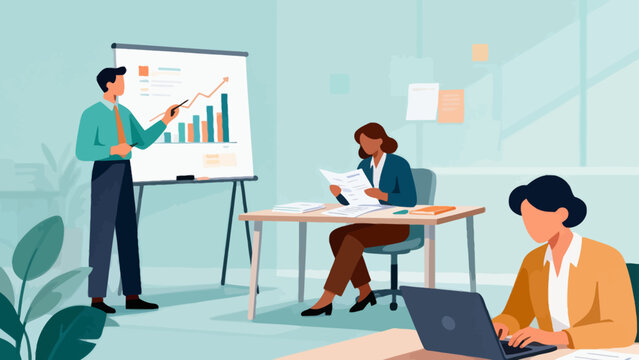 Office workers in a business meeting