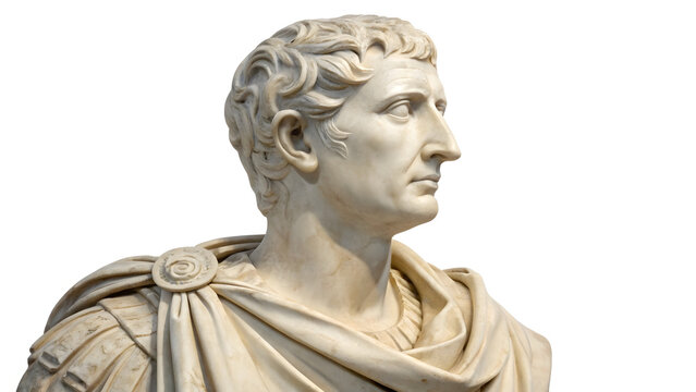 statue of a roman man isolated on white background