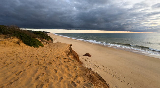  Landscape from the sky of the beaches of the Algarve Quarteira Vilamoura.