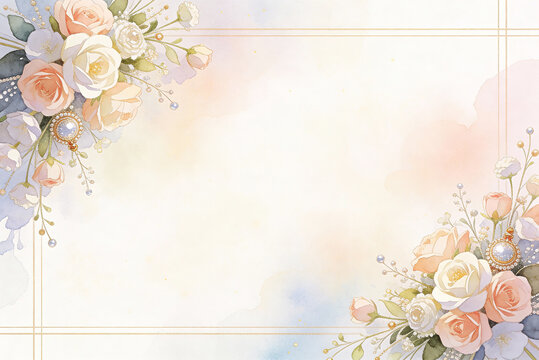 Elegant Watercolor Floral Frame with Soft Pastel Background
