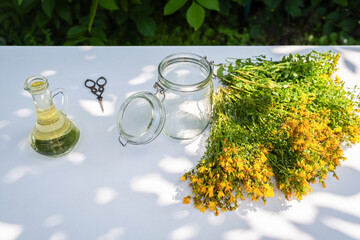 St. John's Wort Oil Recipe Step 2: Fresh Flowers and Tools