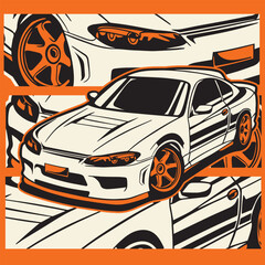 Car Vector Illustration For Conceptual Design. Suitable for posters, stickers, t-shirt prints, and banners.	
