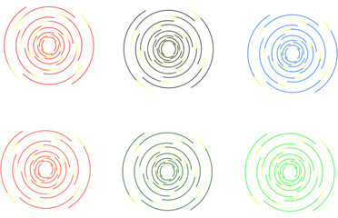 Colorful abstract segmented circles isolated with real transparent background for modern design