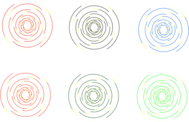 Colorful abstract segmented circles isolated with real transparent background for modern design