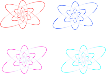 Multicolored glowing orbital shapes isolated with real transparent background for modern design