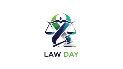 Law Day Symbol with Scales of Justice and Gavel.