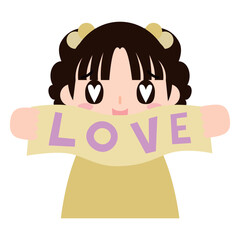 推しを応援するファンの女の子のイラスト