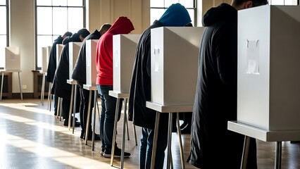 Citizens exercising their right to vote in a secure and organized polling station