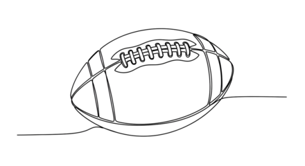 Minimalist single line drawing of an American football.