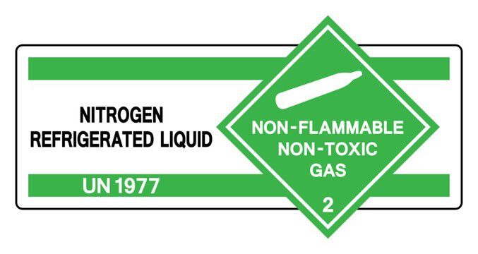 Nitrogen Refgigerated Liquid UN 1977 Symbol Sign, Vector Illustration, Isolate On White Background, Label.EPS10