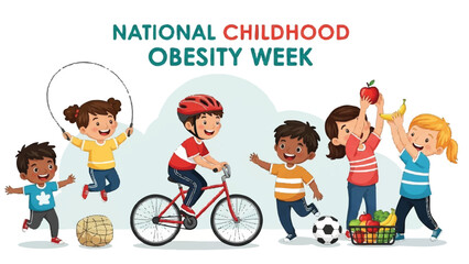 Children actively participating in sports and healthy activities during National Childhood Obesity Week.