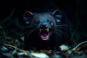 A close-up view of a fennec fox shows its iconic oversized ears and gentle expression, captured in warm desert tones.