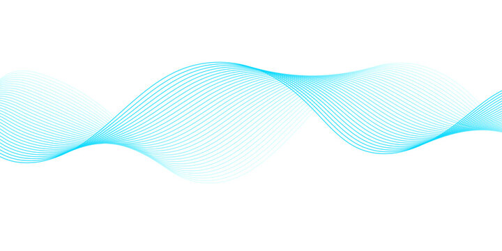 Futuristic abstract wave line art combining blue gradient curves on white with cyan sound wave motion on black, designed for minimalist technology, audio visualization, and digital business layouts. 
