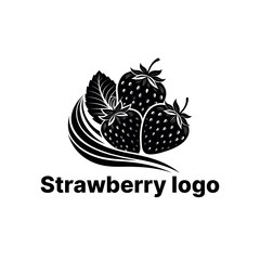 strawberry logo design silhouette vector line art logo design