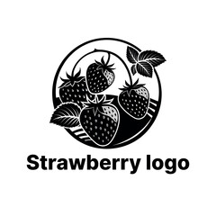 strawberry logo design silhouette vector line art logo design