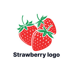strawberry logo design silhouette vector line art logo design